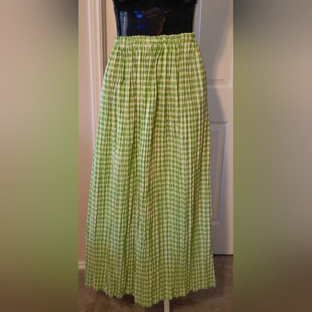 Nique Lime Checkered Maxi Skirt